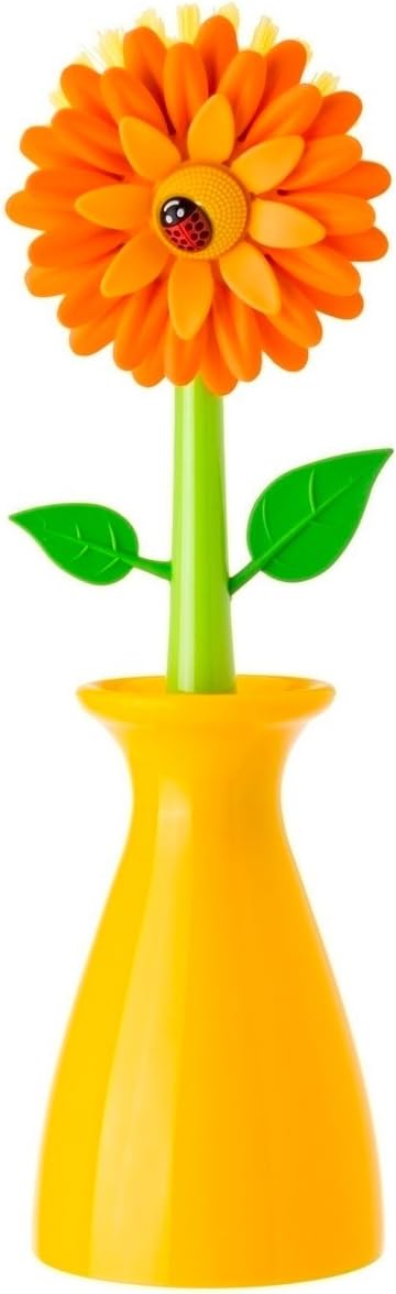VIGAR Flower Power Dish Brush Made Of Plastic Vase 7200 Orange 5 X 5 X 15 cm