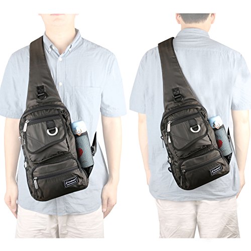 Vanlison Sling Bag Chest Shoulder Backpack Crossbody Multipurpose Daypack  For Men Women Black