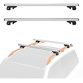 Amazon Basics Cross Rail Roof Rack, 52 inches, Fits up to 46" Spans between Raised Side Rails with Gap, Pack of 2, Black/Silver