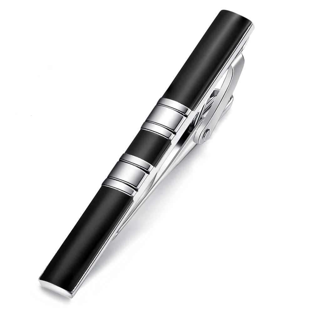 HONEY BEAR 2.12" Mens Tie Clip Bar - Normal Size for Business Wedding Gift,5.4cm, Black