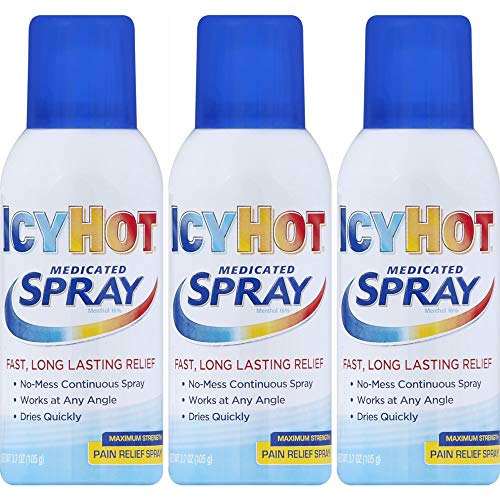 Icy Hot Medicated Pain Relief Spray, Maximum Strength - 3.7 Ounces each (Value Pack of 3)