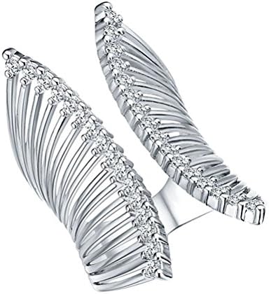 BaiLing FashionWhite Gold Plated Personality Exaggeration Large Wing Butterfly Ring with Clear Cubic Zirconia Fashion Jewelry