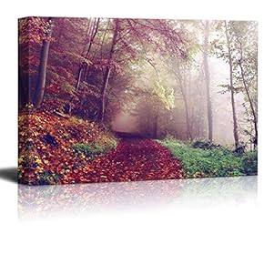 Canvas Wall Art - Autumn Forest - Modern Home Art Stretched and Framed Ready to Hang - 12x18 inches