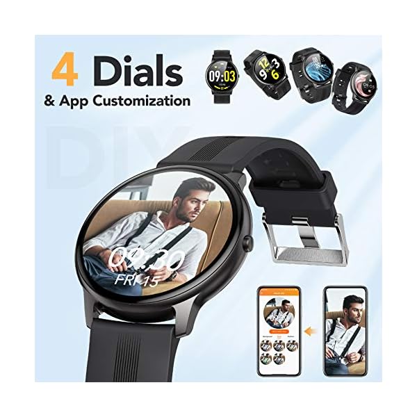 AGPTEK 1.3'' Full Touch Smart Watch-Black and Rose Gold - Image 3
