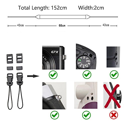 LONGTEAM Universal Adjustable Slim Camera Shoulder Neck Strap for Mirrorless Compact System DSLR Cameras (Grey)