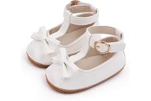 XYLUIGI Baby Girls Cute Bowknot Mary Jane Flats Soft PU Leather and Rubber Sole Infant Toddler First Walker Shoes