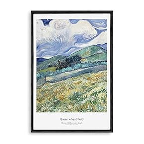 Framed Canvas Wall Art The Starry Night by Vincent Van Gogh Canvas Prints Home Artwork Decoration for Living Room,Bedroom - 16x24 inches