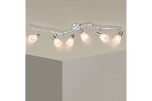 HiBay LED Ceiling Light Fixture, Adjustable 6-Light Track Lighting Kit, Modern Kitchen Spotlight with Glass Lampshade for Living Room Bedroom Hallway, E12 Base (Bulbs Not Included