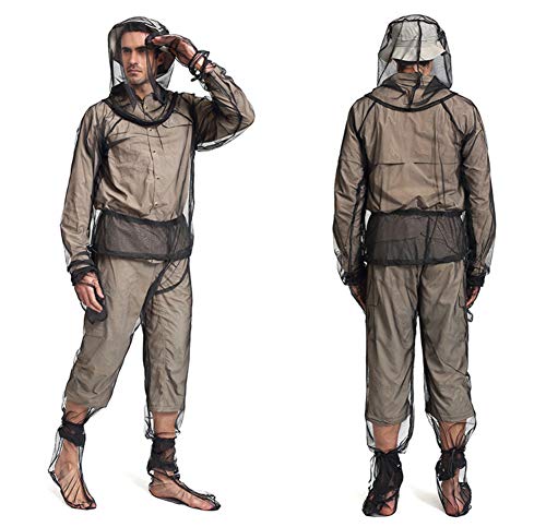 Shentesel Mosquito Insect Repellent Jacket Mesh Hooded Protective Suit for Fishing Camping - S/M