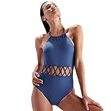 Mysky Women 1 Piece Plunge Monokini Sexy Hollow Out