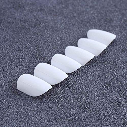 Tgirls 24Pcs White False Nails Glossy Full Cover Square Fake Nails Heart Wedding Party Clip on Nail for Women and Girls (White)