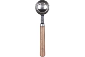 KKC Stainless Steel Coffee Scoop, Wooden Handle Measuring Coffee Scoop Spoon for Ground Coffee Bean Tea Sugar Flour, Silver 1