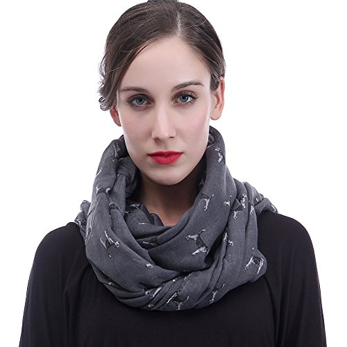 Lina & Lily Beagle Dog Print Infinity Scarf Lightweight (Dark Gray)