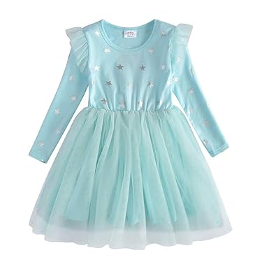 VIKITA - Vestido de Manga Larga para niña, algodón, diseño de ...