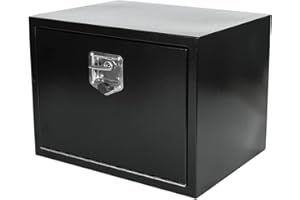 Gooeap 24"X18"X18" Underbody Truck Box Black Heavy Duty Steel Trailer TooolBox Pick Up Truck Tool Box Storage Organizer w/Lock & Keys