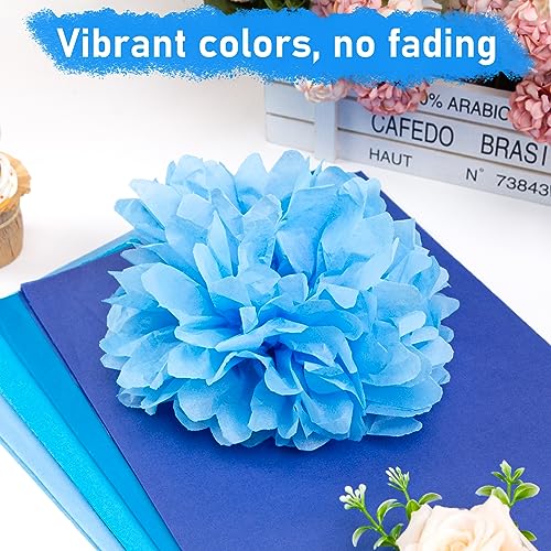 VGOODALL 450 Sheets Wrapping Tissue Paper, Gift Wrapping Paper Bulk Blue Tissue Paper for Gift Bags Gift Wrapping Crafts Decor 6 Colors