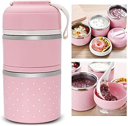 Thrivanta Style Cute Thermal 2 Layered Lunch Box Portable Stainless Steel Bento Box for Adult and Kids