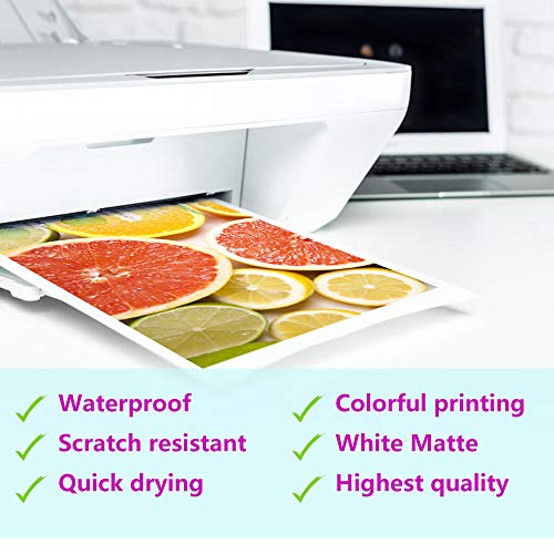 Waterproof Printable Vinyl Sticker Paper for Inkjet Printer - 15 Matte ...