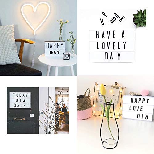 K Kwokker A4 Color Changing Cinema Light Box Sign with 210 Total Letters,Numbers & Emojis, Light up Your Life, USB Cable, and Remote Control for Decorative Party Sign