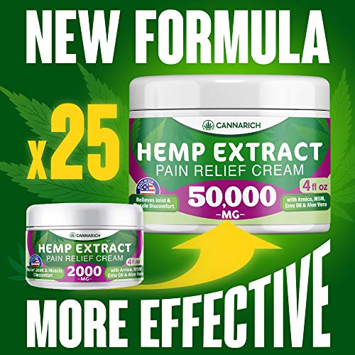 Hemp Cream 50,000 Hemp Extract Natural Formula with MSM, Aloe Vera