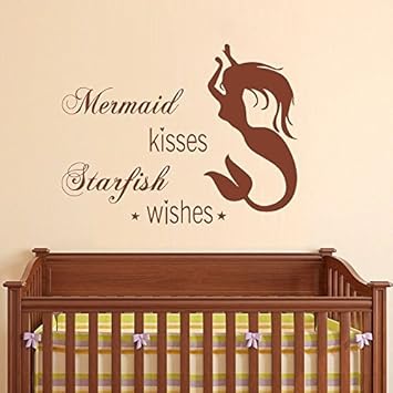 Wandtattoo Meerjungfrau Kusse Seestern Wishes Zitat Fur Madchenzimmer Babyzimmer Kinderzimmer Deko Grau 43 2 X 55 9 Cm Amazon De Baumarkt