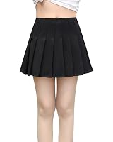 Hoerev Women's High Waist Pleated Tennis Skirt With Shorts - Black White Dot - View #3