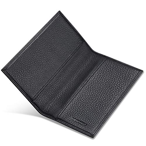 HISCOW Minimalist Checkbook Cover - Full Grain Leather (Pebbled Black)