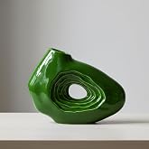 Sunddo Green Ceramic Vase, 7 Inch | Donut Modern Design, Small Decorative Flower Vase, For Home Decor, Shelf, Office Desk, Bathroom, Table Centerpiece