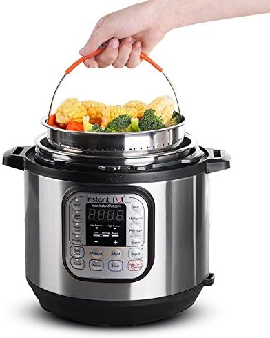 Instant Pot Steaming Basket, Lexvss Stainless Steel Instant Pot Steamer Insert with Silicone Covered Handle, Fit for 6Qt 8Qt Pressure Cookers, Great for Steaming Vegetables Fruits Eggs Bone Soup