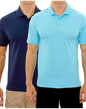 Men's Active Moisture Wicking Short Sleeve Polo Shirt (2 Pack)