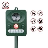 Solar Ultrasonic Outdoor Animal Repellent and Weatherproof Pest Repeller,Motion Activated with Flashing LED Light-With NEW Wall Mounting Option–Pest Control for Raccoon,Rabbit,Birds,Deer,Cats,Dogs