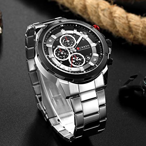 Curren 8323 - Reloj de pulsera para hombre con múltiples zonas horarias y calendario, color plateado - Imagen 6