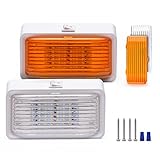 MICTUNING LED RV Porch Light with Switch, 12V 280 Lumen Exterior Utility Replacement Lighting for RVs, Trailers, Campers, 5th Wheels. White Base, Clear and Amber Lenses, 2-Pack