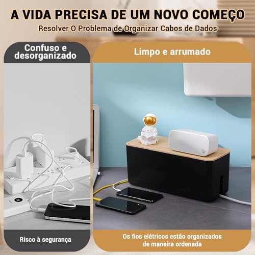 Tomadcaixa de Esconder Fios e Cabos, Caixa Organizadora de Fios e Cabos, Caixa Organizadora de Fio, Esconder Fio, para Mesa Escritório Casa