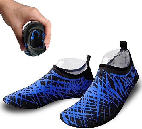 Bestry Barefoot Water Skin Shoes, For Surf Yoga Beach Swim Exercise Outdoor Soft Shoes, For Men &amp; Women &amp; Kids (Blue Black, US 8.5-9.5 EUR 40-41)