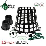 Plant and tree guard and protector for trees, plants, saplings, landscape lights, lamp posts, more; expandable for larger trees and plants; provides protection from trimmers, weed whackers (Black -12)