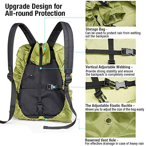 FANCYWING Waterproof Backpack Rain Cover with Reflective Strap, Upgraded 10-90L Non-Slip Rainproof Backpack Cover for Hiking, Camping, Hunting, Rain Cycling, etc. - Thumbnail 3