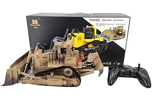 Tronikrc 1/18 Scale RC Bulldozer for Adult, 2.4G 9CH Simulated Remote Control Engineer Bulldozer with Lights and Sound, Track