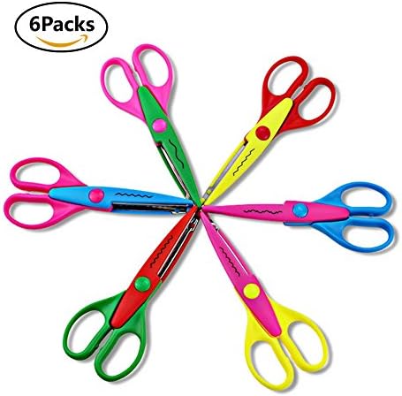 Paper Edging Scissors Craft Scissors Kids Paper Decorative Wave Lace Edge Scissors Great for Teachers Students Kids Design Set of 6 Children's Day