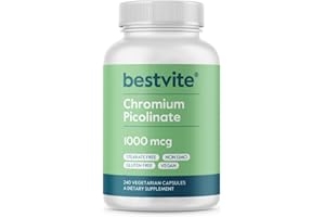 BESTVITE Chromium Picolinate 1000mcg (240 Vegetarian Capsules) - No Stearates - No Dicalcium Phosphate - Vegan - Gluten Free - Non-GMO