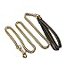 4ft Dog Leash Metal Long 18K Gold Chew Proof Indestructible Cool Best Leash Chain Link for Pet Durable Large with Leather Handle (Thick Stainless Steel)