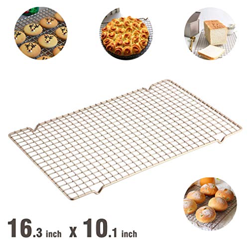 Ottsuls Professional Grade Stainless Steel Cooling and Roasting Wire Rack Fits Half Sheet Baking Pan for Cookies, Cakes Oven-Safe for Cooking, Smoking, Grilling, Drying (Size 10.1" x 16.3") - Thumbnail 7