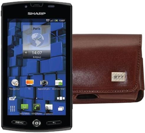 Original MTT Horizontal Leather Mobile Phone Case for Sharp Aquos SH80 °F Case With Belt Loop * Genuine Leather Brown