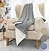 Catalonia Cable Knit Sherpa Throws, Reversible Super Soft Sherpa Sweater Blanket Warm Cozy for Couch Bed 60x50 Gray
