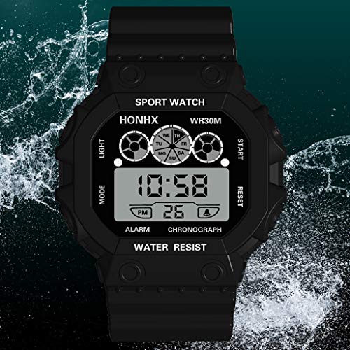 Mens Military Watch Stopwatch,Luxury Three Eyes Analog Digital Sport LED Waterproof Luminous Wrist Watch(Black) - Thumbnail 2