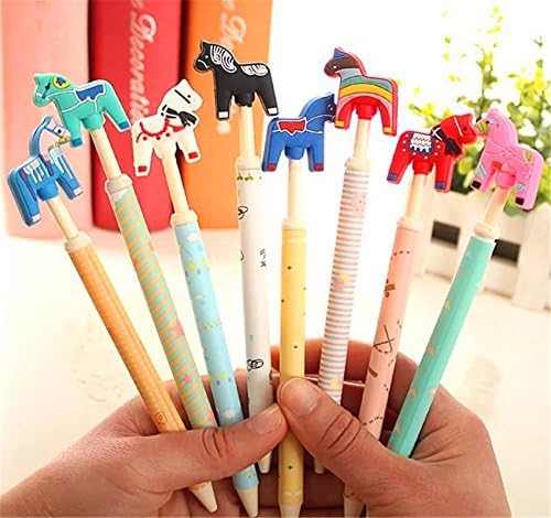 WishgiftCC 8pcs Crazy Little Horse Blue Ink 0.5mm Ballpoint Pen, Cute Creative Stationery and Office Supplies