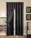 Chezmoi Collection 4-Pieces Black Gold Red Palace Jacquard Window Curtain/Drape Set with Sheer Backing