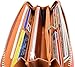 Heshe Womens Leather Long Wallets Organizer Clutch Card Case Holder Wallet Money Clips with Zippered Around Fit 8 Credit Card Slots (Brown-E)