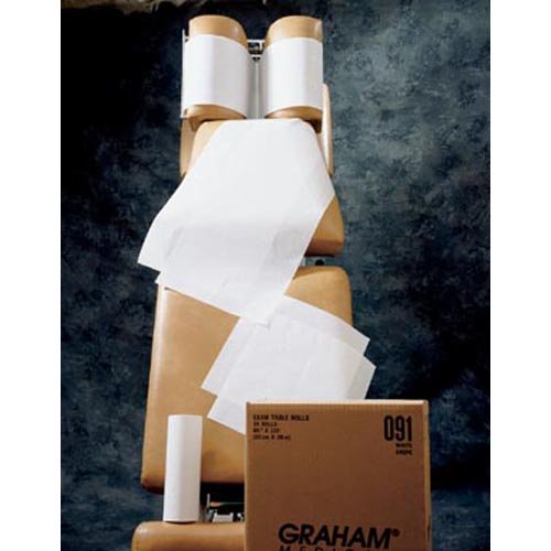 Chiropractic Headrest Roll, 8-1/2" x 125 ft, White, Crepe 25 pk