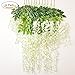 Vopie 12 Piece Artificial Wisteria Vine Ratta Silk Hanging Flower For Wedding Decor, Garden, DIY Living Room, White